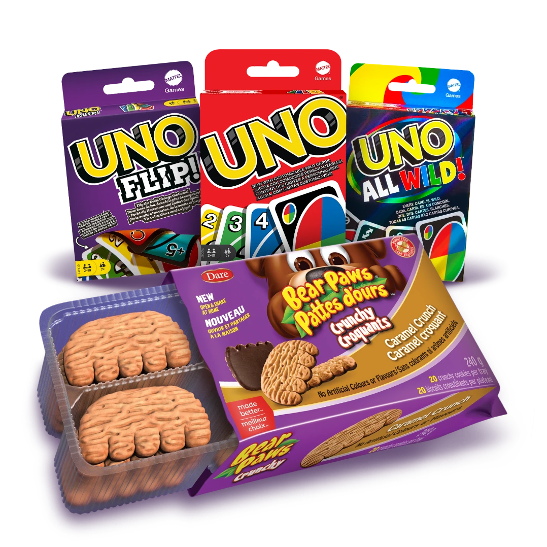 BearPaws Crunchy and Mattel's Uno Game